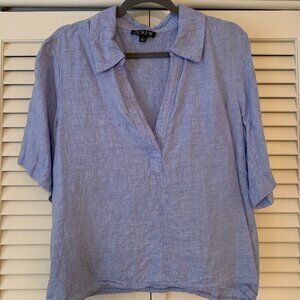 J. Crew Linen Bungalow Popover Top (L, French blue)